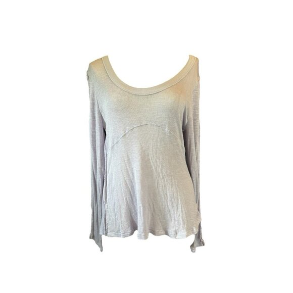 Free People Tops - Intimately Free People Silver/Gray Long Sleeve Knit Lightweight L NWOT Raw Hem